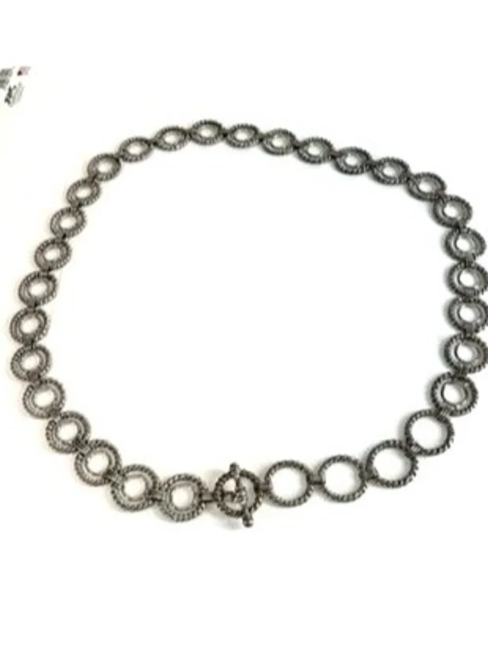 Vintage Y2K Silver Textured O-Ring Chain Belt | Boho Etched Circle Link Hip Belt